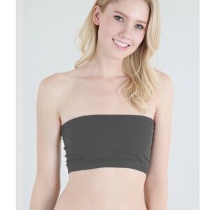 Nikibiki Charcoal Gray Seamless Bandeau Tube Top NS1015 OS Made in USA